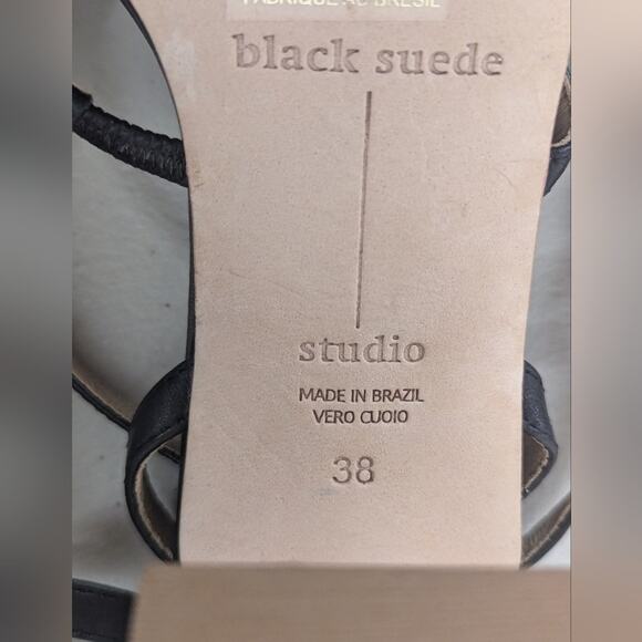 new BLACK SUEDE STUDIO Verana Ankle-strap High-heel Sandals In Black sz38 7.5-8 - Picture 11 of 11
